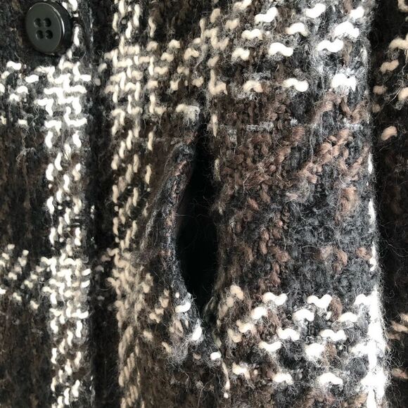 1 Madison Luxe Cozy Outerwear Wool Plaid Knit Winter Pea Coat Jacket - Picture 7 of 15